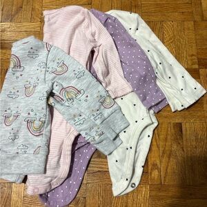 Baby Girl Rainbow & Heart Onesie Set - Pastel Pink, Lavender, White